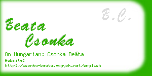 beata csonka business card